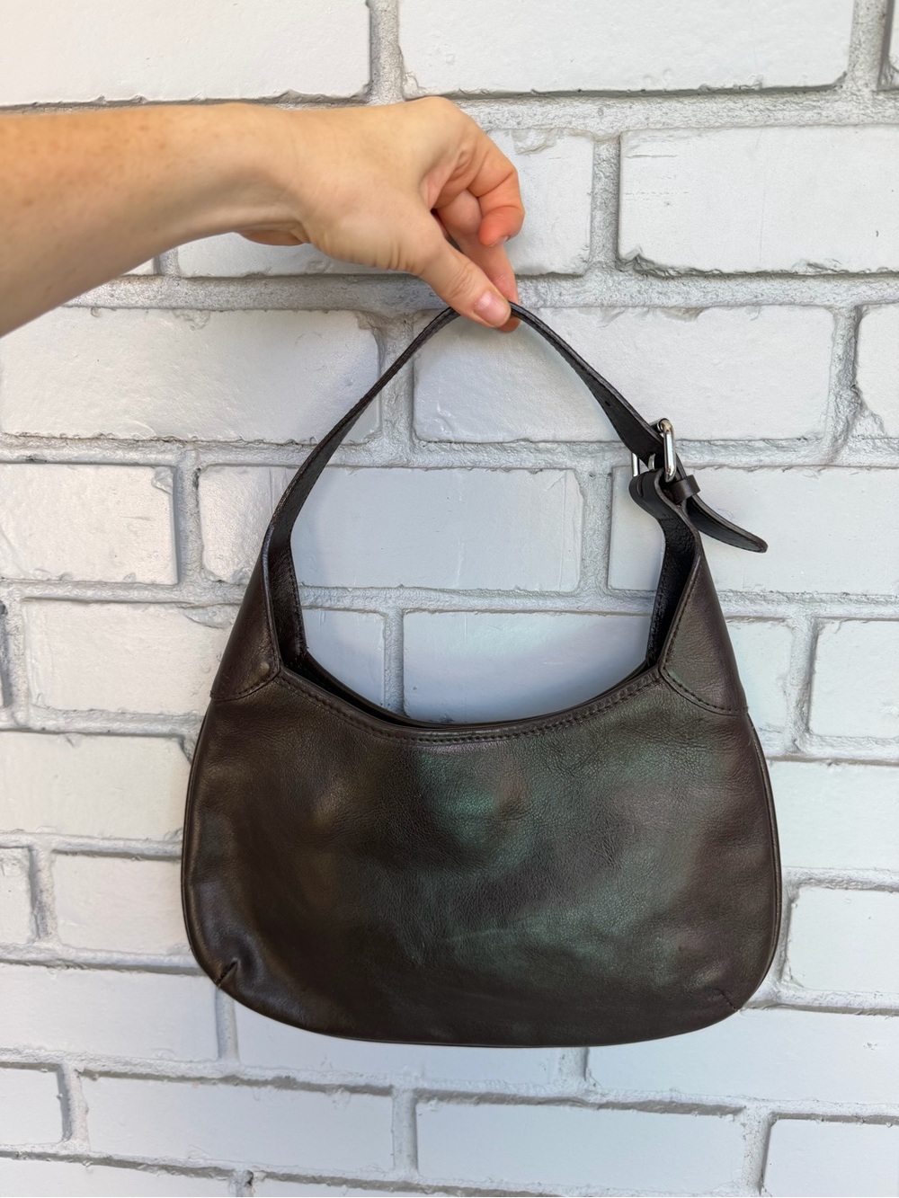 Vintage Banana Republic Brown Leather Hobo Shoulder Bag Y2K Rare Color Adjustabl